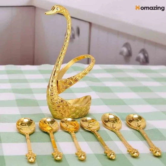 Color Guaranteed Spoon Set With Swan Stand - REVEL.PK