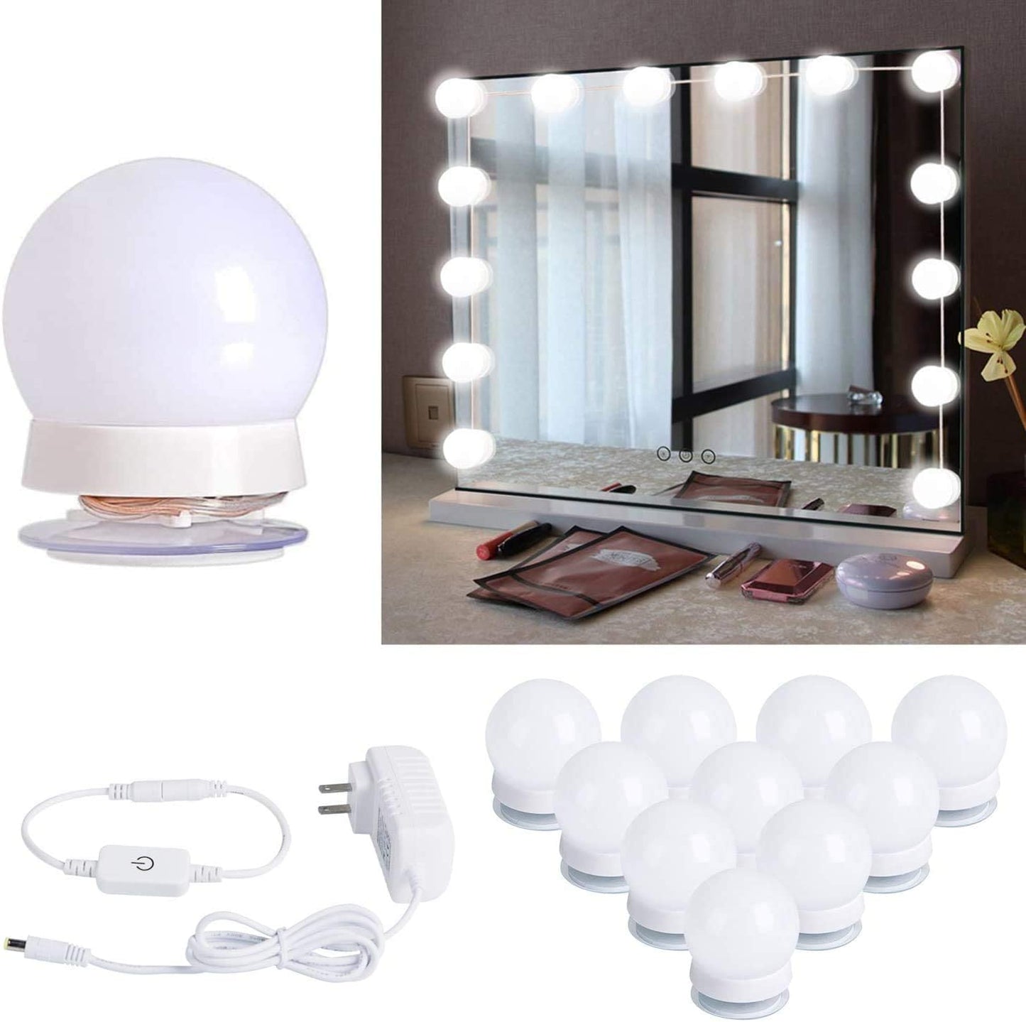 LED Mirror Lights Make Up Vanity Mirror Light with 10 Light for Makeup Dressing Table - REVEL.PK