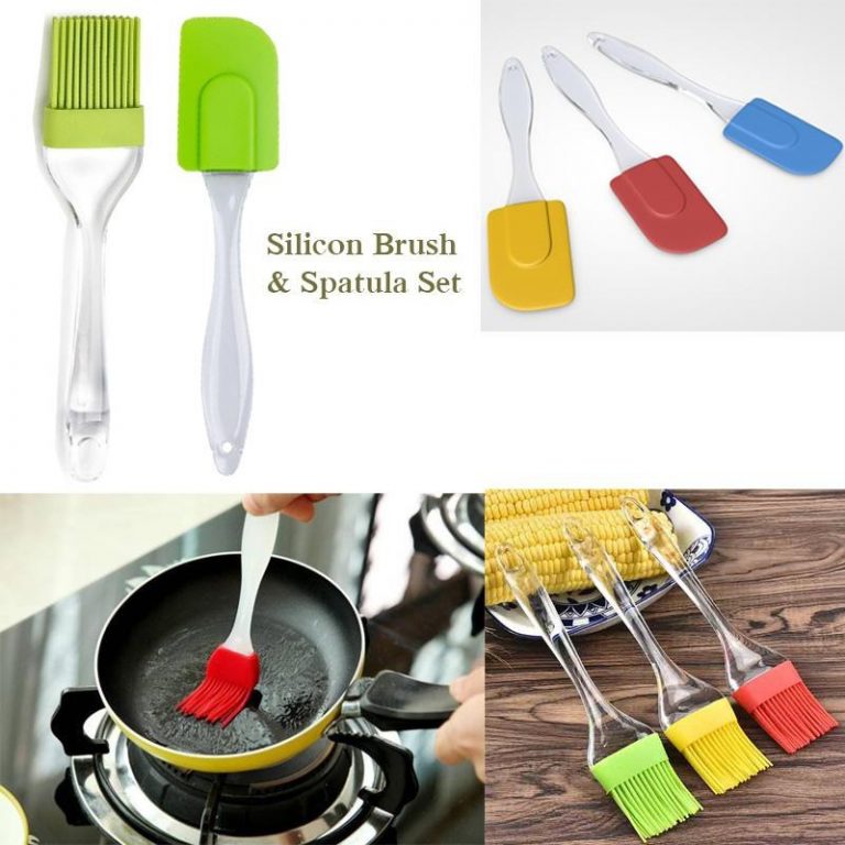 2 Pair(4PCS) - Spatula & BBQ Oil Brush - Silicone Acrylic Transparent Spatula - Silicone Acrylic Transparent Brush