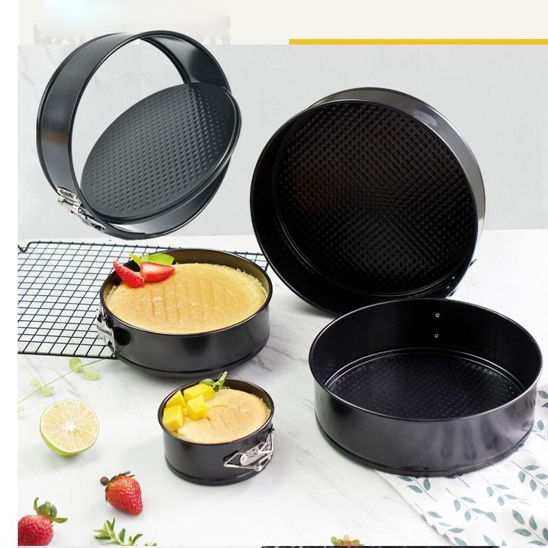 3 Pcs Set Round Shape Cake Pan Mould Teflon Non Stick Baking Can be Used in Microwave Oven Lockable Springform - REVEL.PK