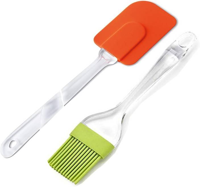 2 Pair(4PCS) - Spatula & BBQ Oil Brush - Silicone Acrylic Transparent Spatula - Silicone Acrylic Transparent Brush