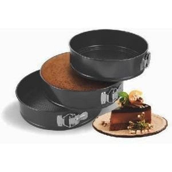 3 Pcs Set Round Shape Cake Pan Mould Teflon Non Stick Baking Can be Used in Microwave Oven Lockable Springform - REVEL.PK