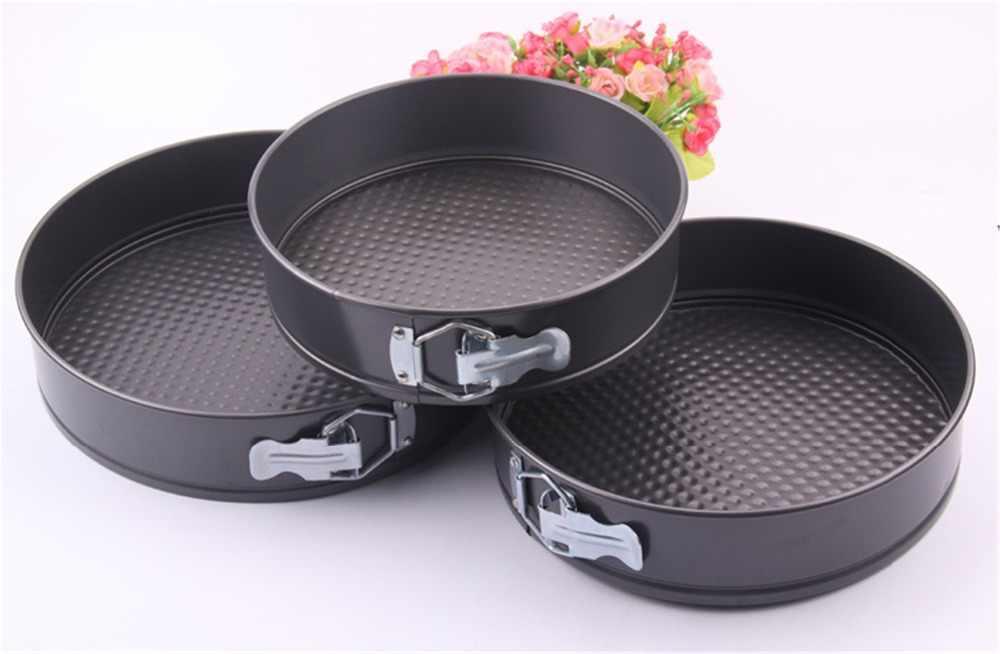 3 Pcs Set Round Shape Cake Pan Mould Teflon Non Stick Baking Can be Used in Microwave Oven Lockable Springform - REVEL.PK