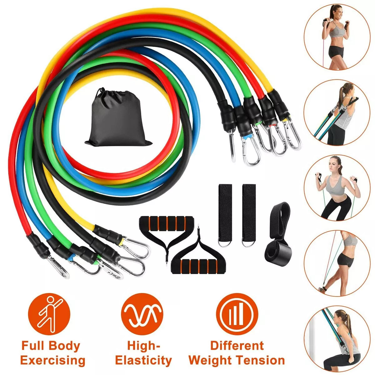 11Pcs Fitness Resistance Bands Set (WITH FREE HOME DELIVERY)