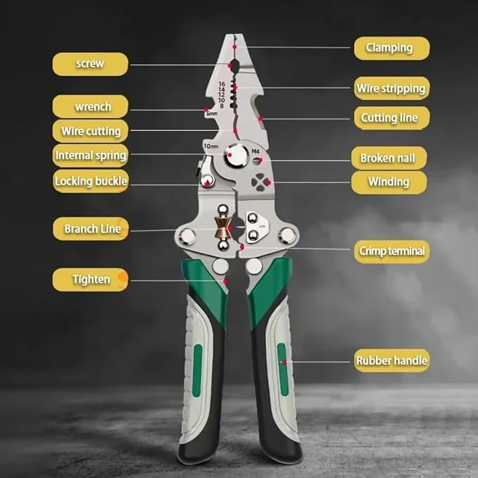 🔧 9-in-1 Multi-Function Wire Stripper & Crimping Tool