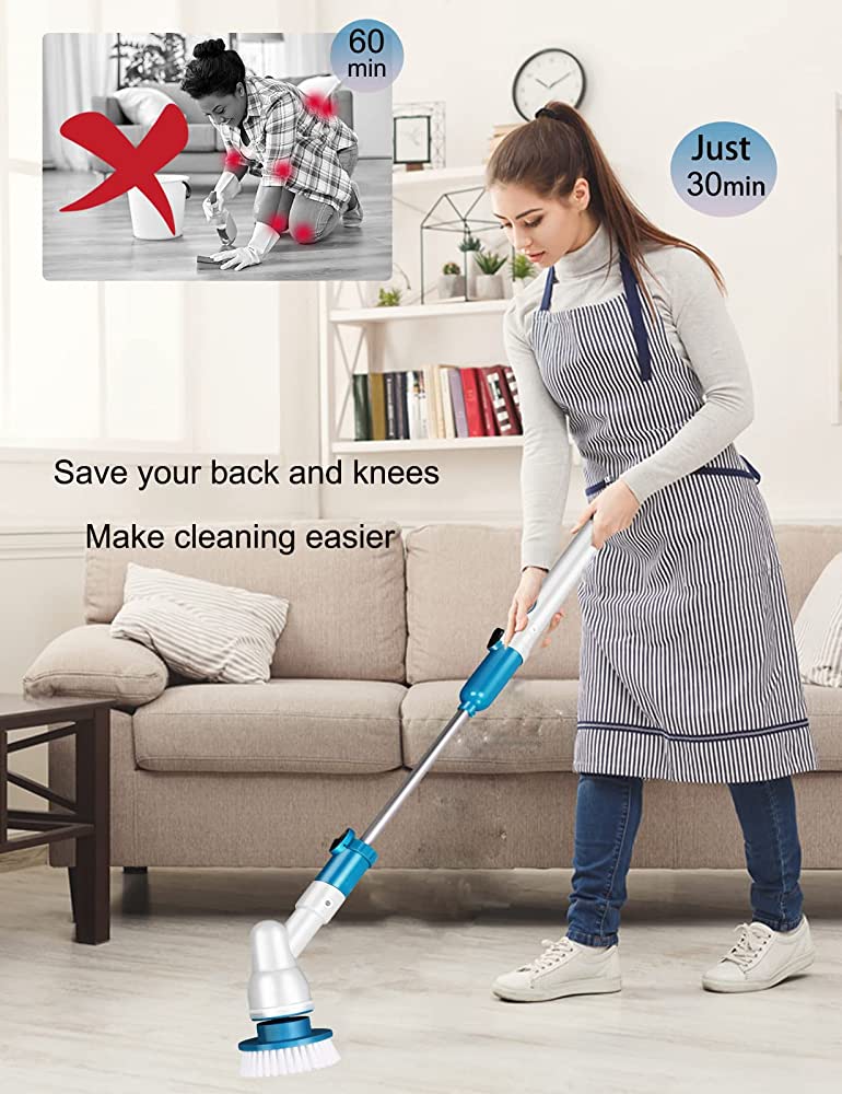 Rechargeable Spin Scrubber Long Handle Cleaning Brush