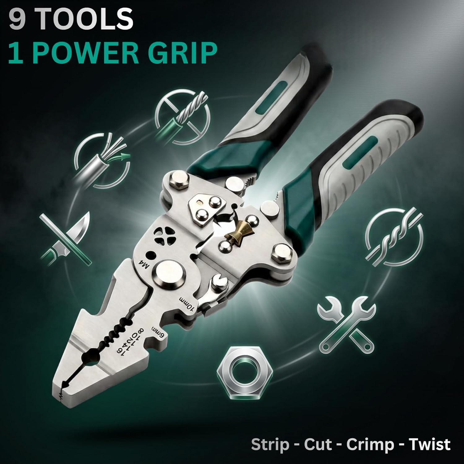 🔧 9-in-1 Multi-Function Wire Stripper & Crimping Tool