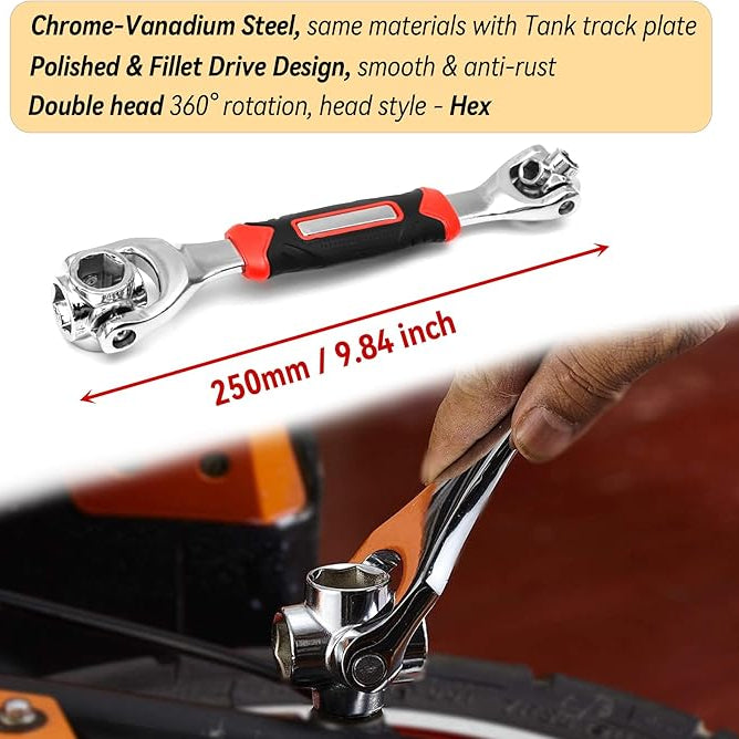 🔧 8-in-1 Universal Socket Wrench – 360° Rotating Tool