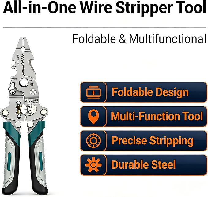 🔧 9-in-1 Multi-Function Wire Stripper & Crimping Tool