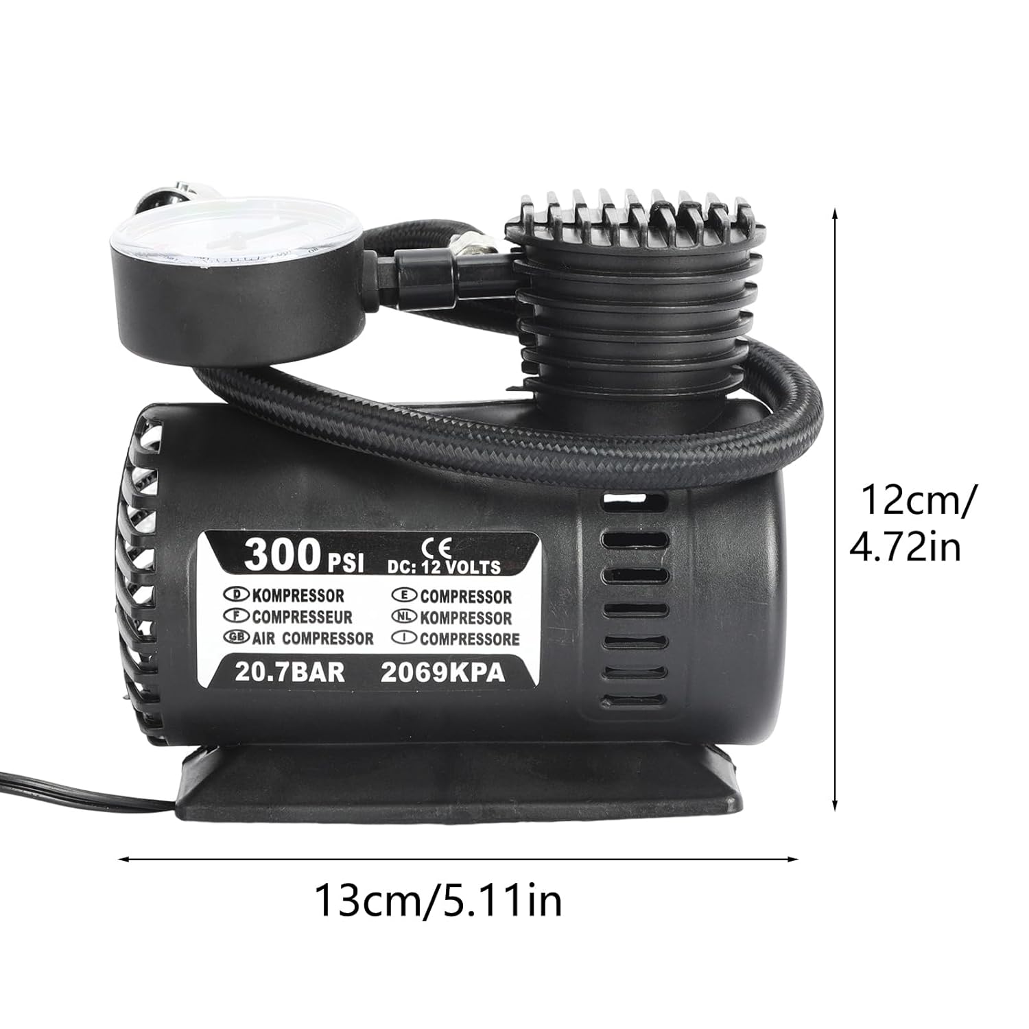 (Free Delivery)12V Portable Car Air Compressor Pump – 300 PSI Tyre Inflator