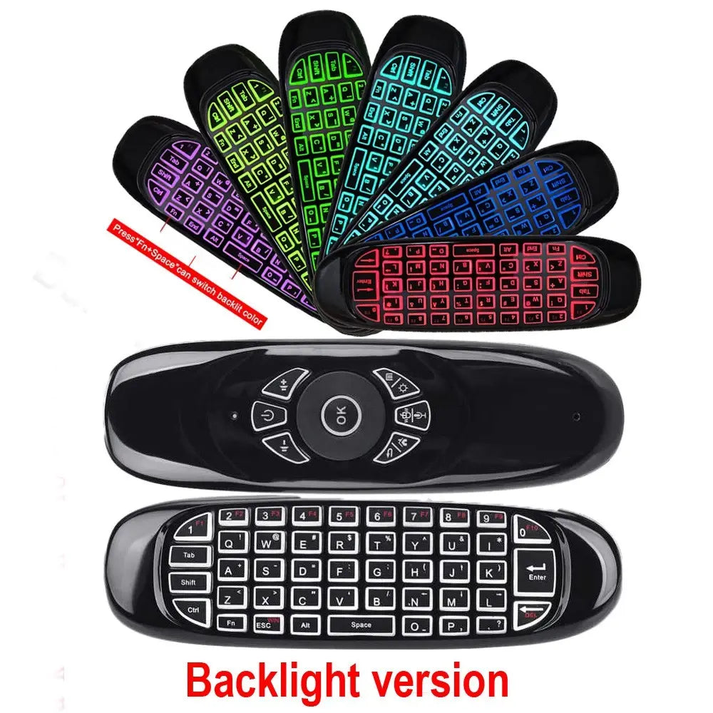 |FREE DELIVERY| C120 Fly Mouse – Wireless Keyboard Air Mouse with 7-Color Backlight
