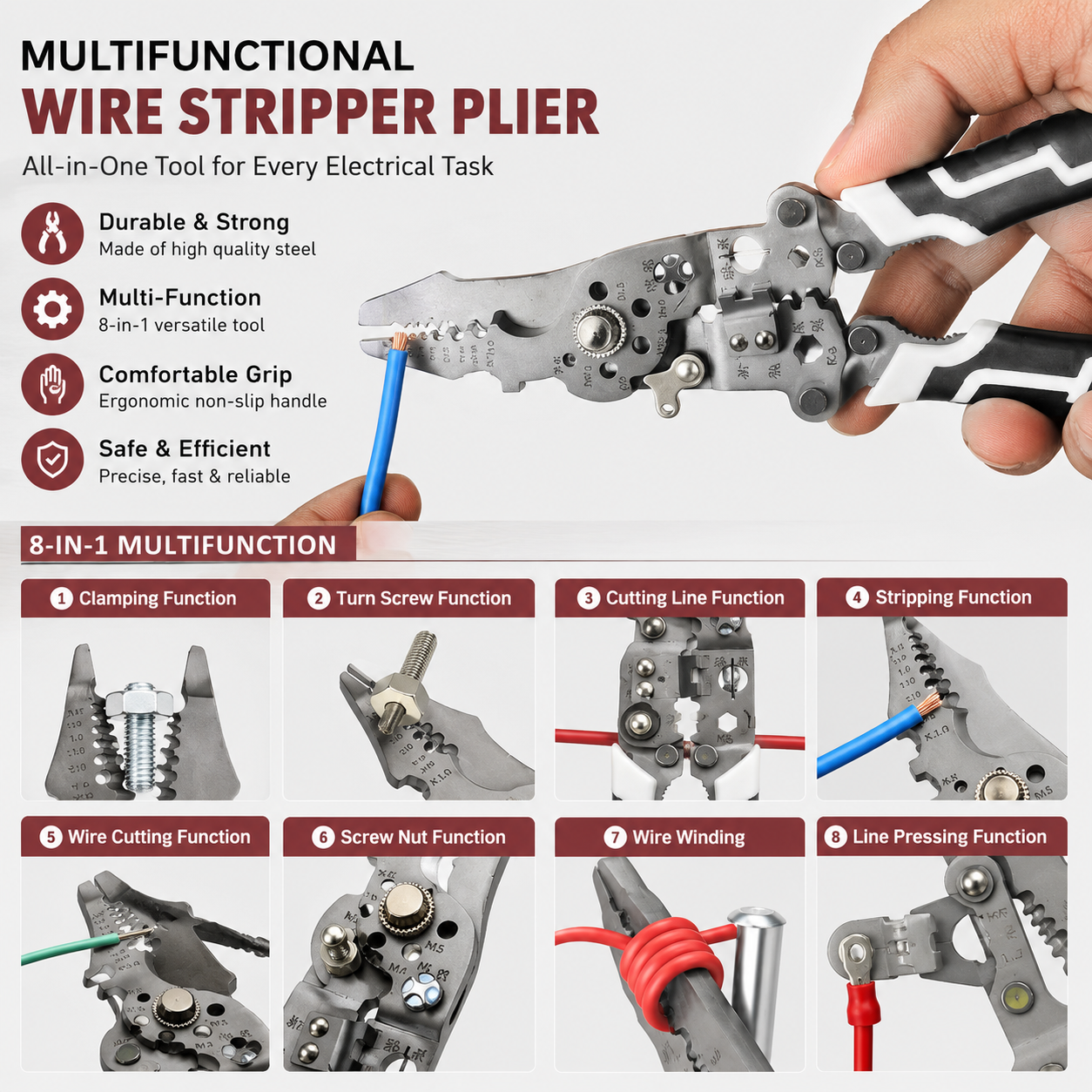 Foldable 10-in-1 Multi-Function Wire Stripper & Crimping Tool🔧