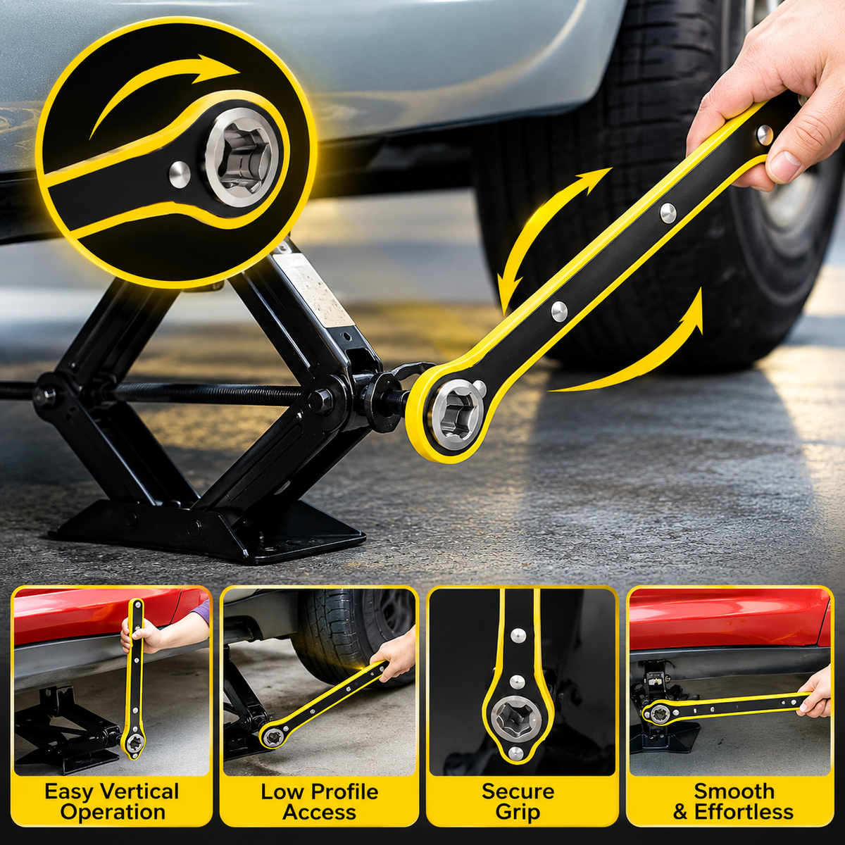 |FREE DELIVERY| Universal Car Jack Ratchet Wrench 360° Swivel Tool