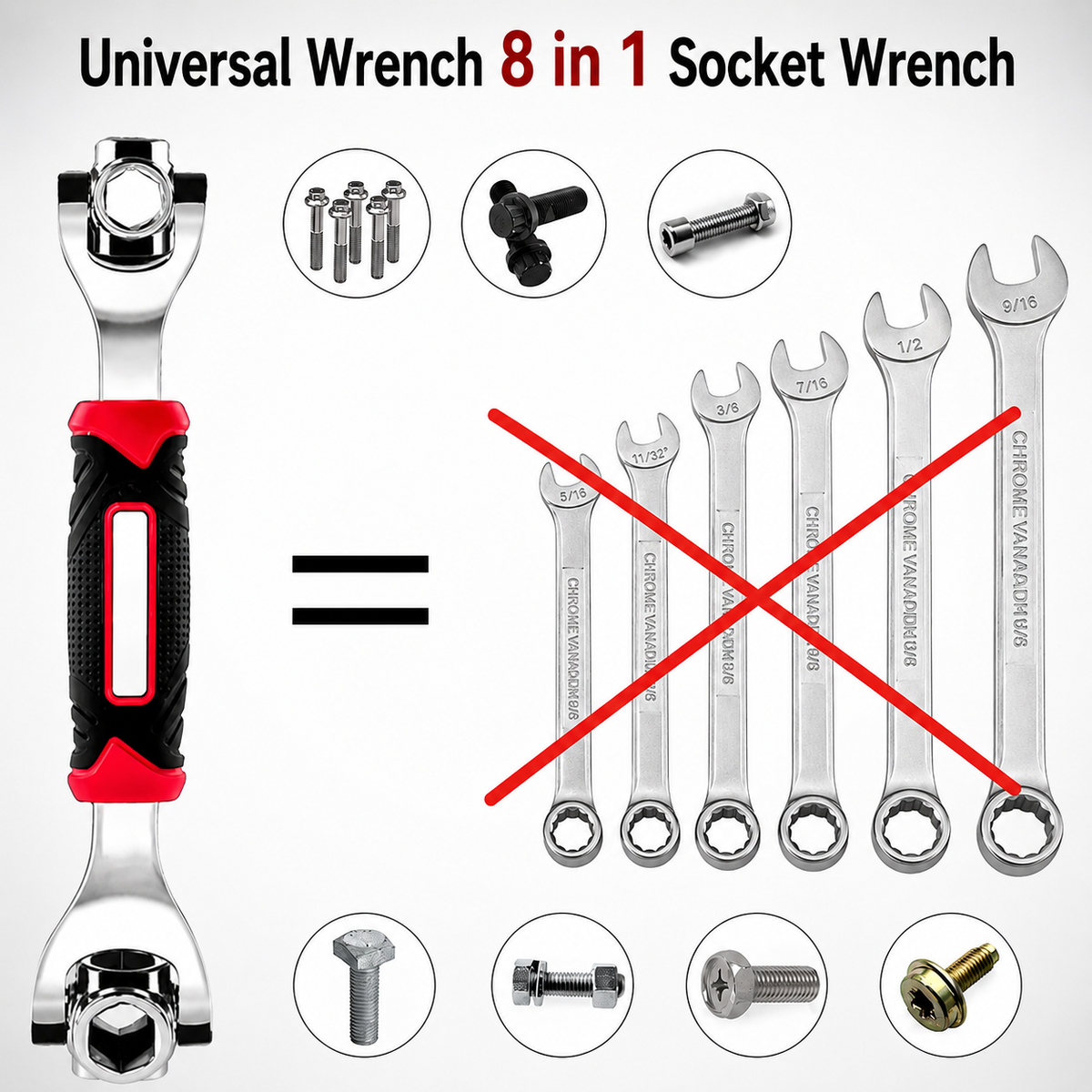 |FREE DELIVERY|🔧 8-in-1 Universal Socket Wrench – 360° Rotating Tool