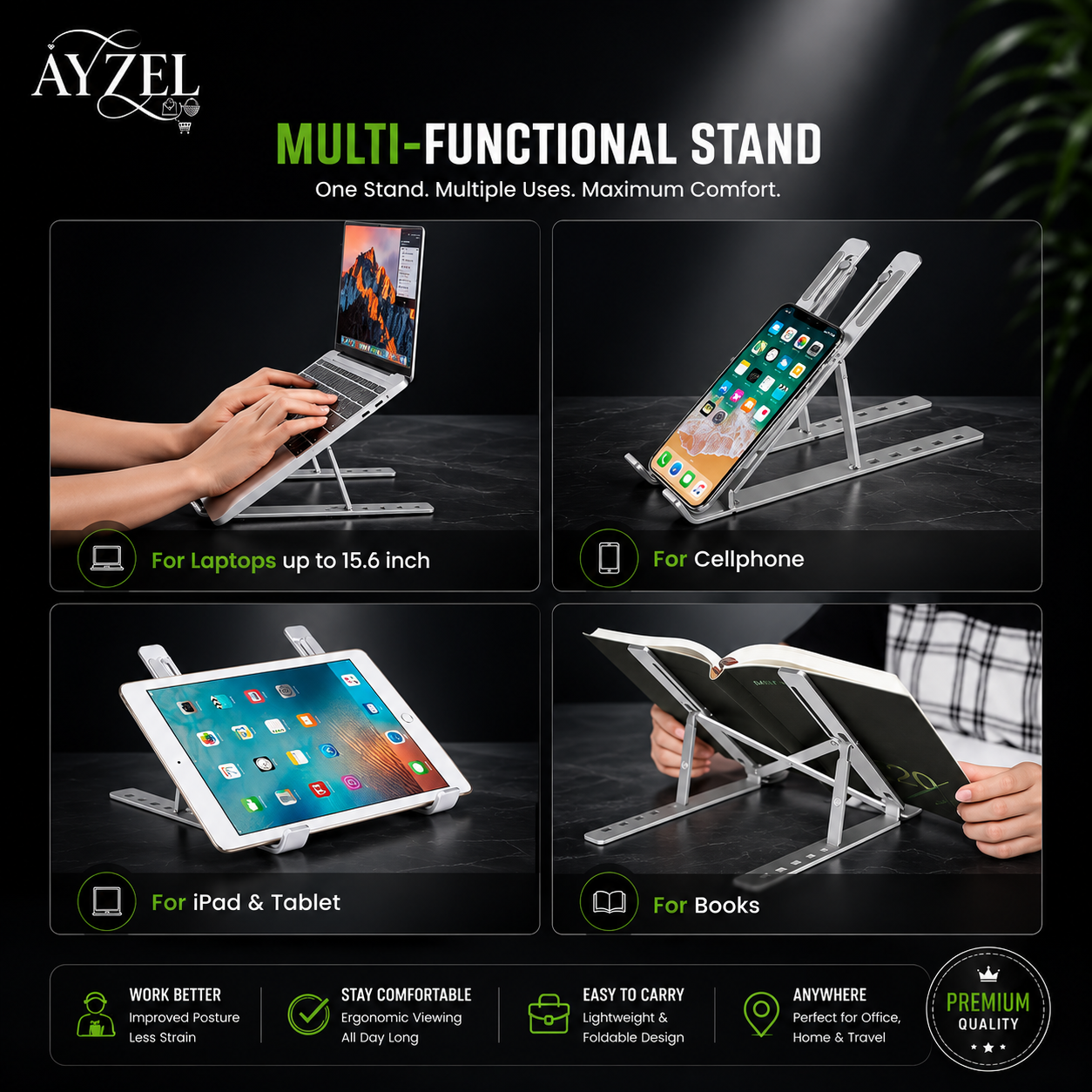 (Free Delivery) Aluminium Foldable Laptop Stand