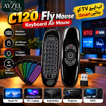|FREE DELIVERY| C120 Fly Mouse – Wireless Keyboard Air Mouse with 7-Color Backlight