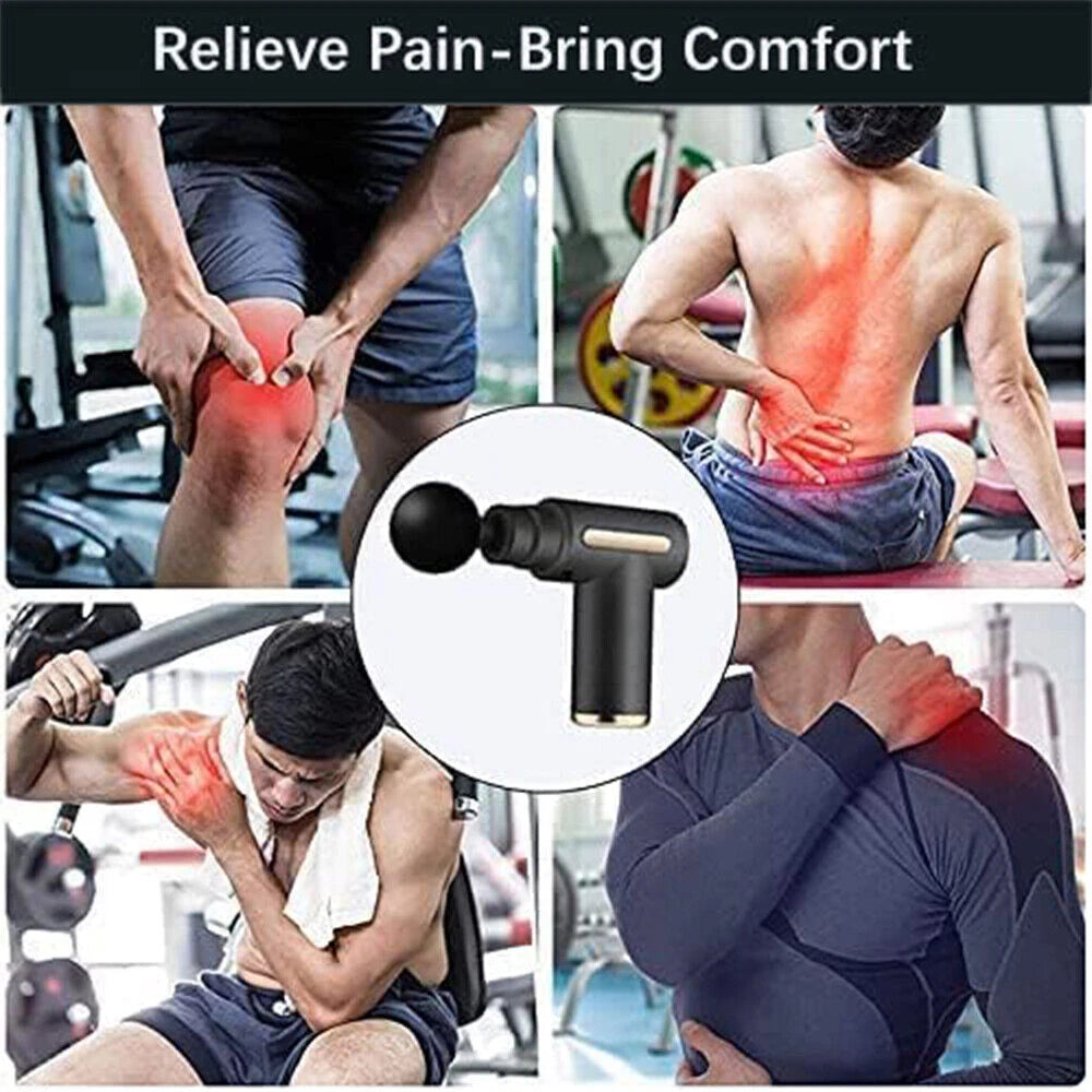 |FREE DELIVERY| Mini Massage Gun, 4 Heads, 6 Levels & LCD Display